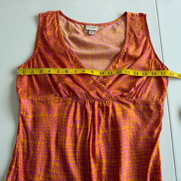 Isaac Mizrahi Blouse Top Women Large Orange Silk V-Neck Sleeveless Baby doll - Picture 4 of 9